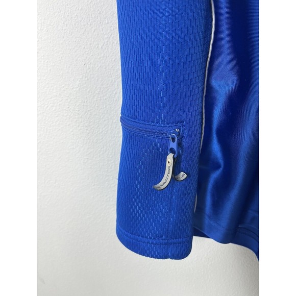 VINTAGE Starter Logo Jersey Men's Top Sz L Blue Athletic Tank Side Zip - Picture 3 of 13